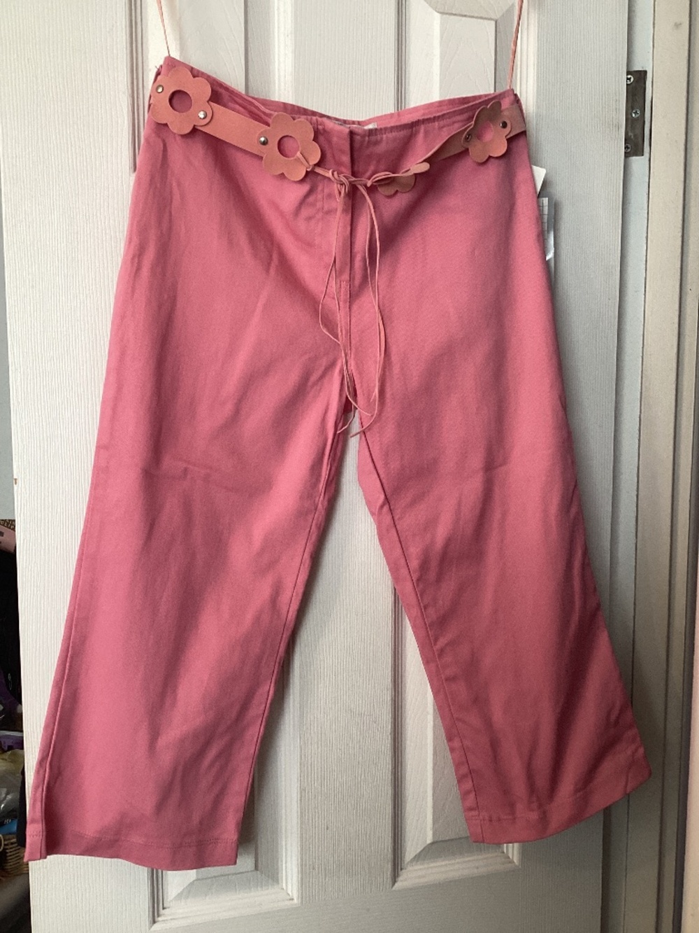 NWT La Belle Pink Girls Cotton Crop Capri pants Size 14